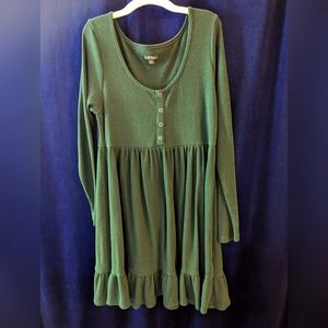 Winter green waffle texture dress